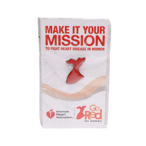 American Heart Association Go Red For Women Dress Lapel Pin On Card